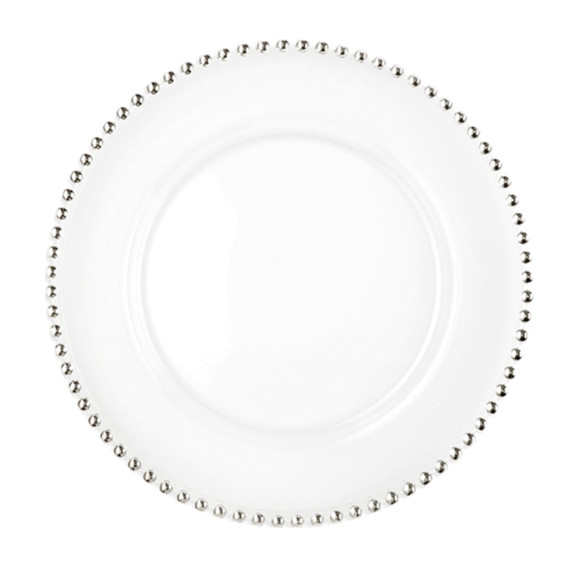 Тарелка с серебряными бусинами "Аверса" 32 см