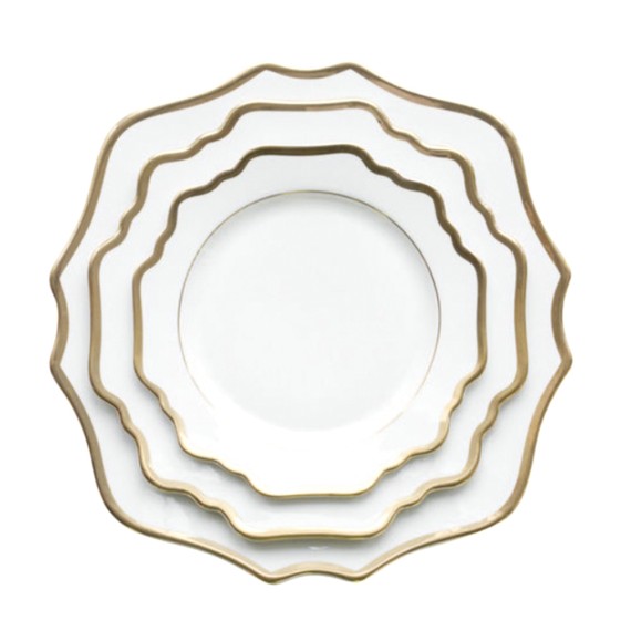 Набор из 3-х белых тарелок с золотой каймой "Амелия"
