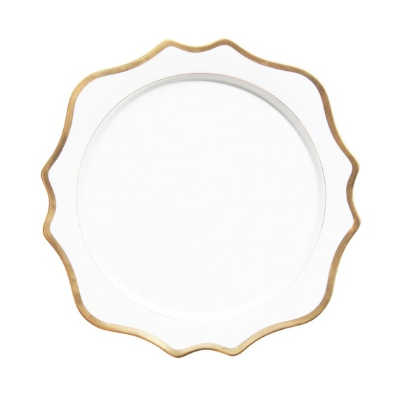 Тарелка белая с золотой каймой "Амелия", 33 см